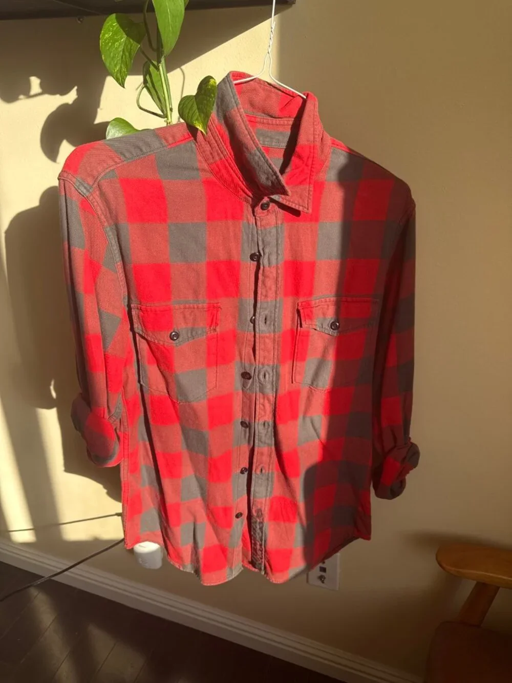J.Crew Sportsmen's Outfitters Mens Slim Flannel Button Down Shirt Red Gray Buffa